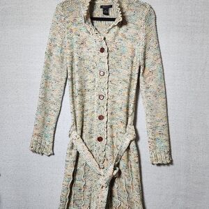 BCBGMaxAzria Womens XL Multicolor Long Duster Knit Cardigan